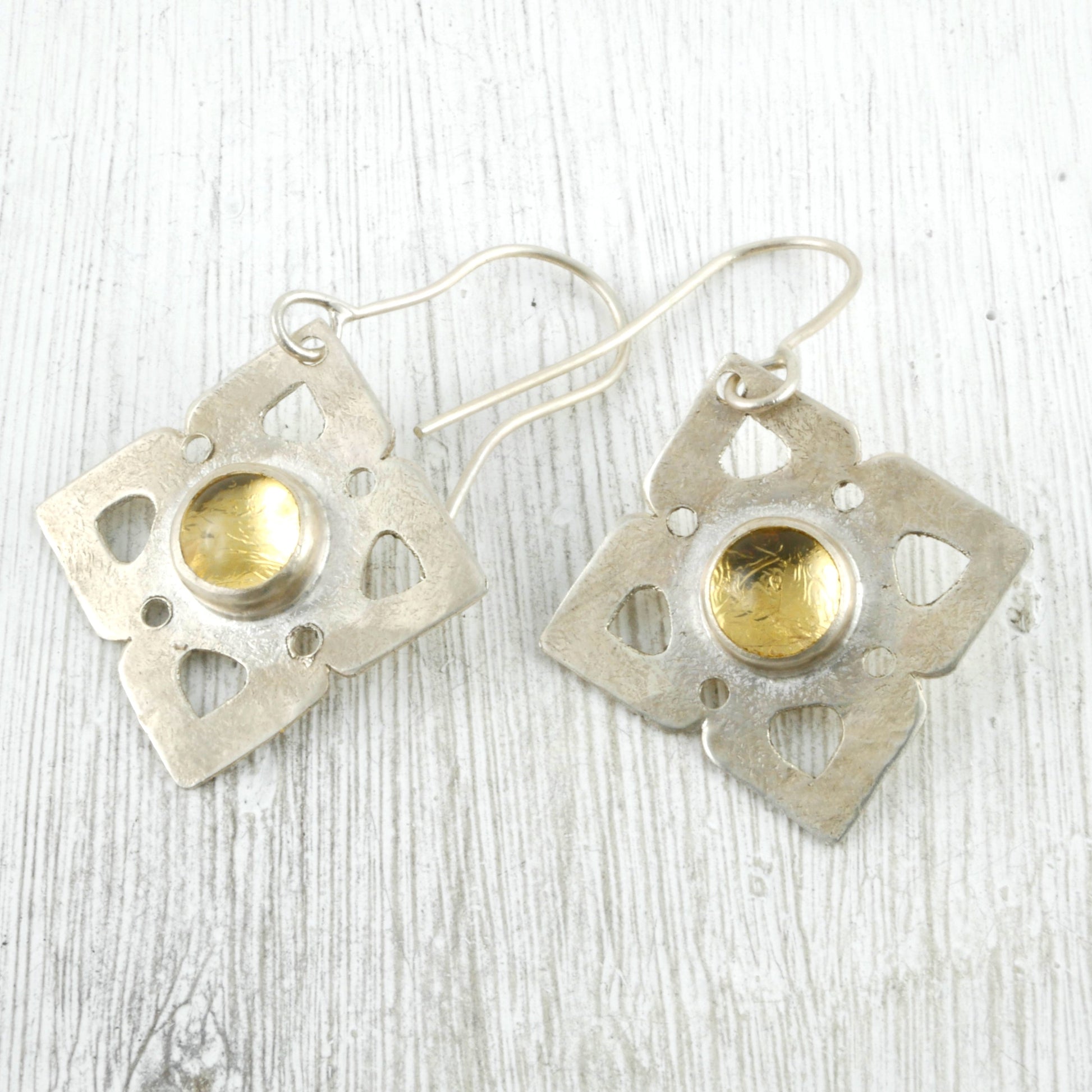 BOUCLES D'OREILLLES EOS - Argent 925, Cristal & Feuille d'Or Boucles d'oreilles Thalisman 