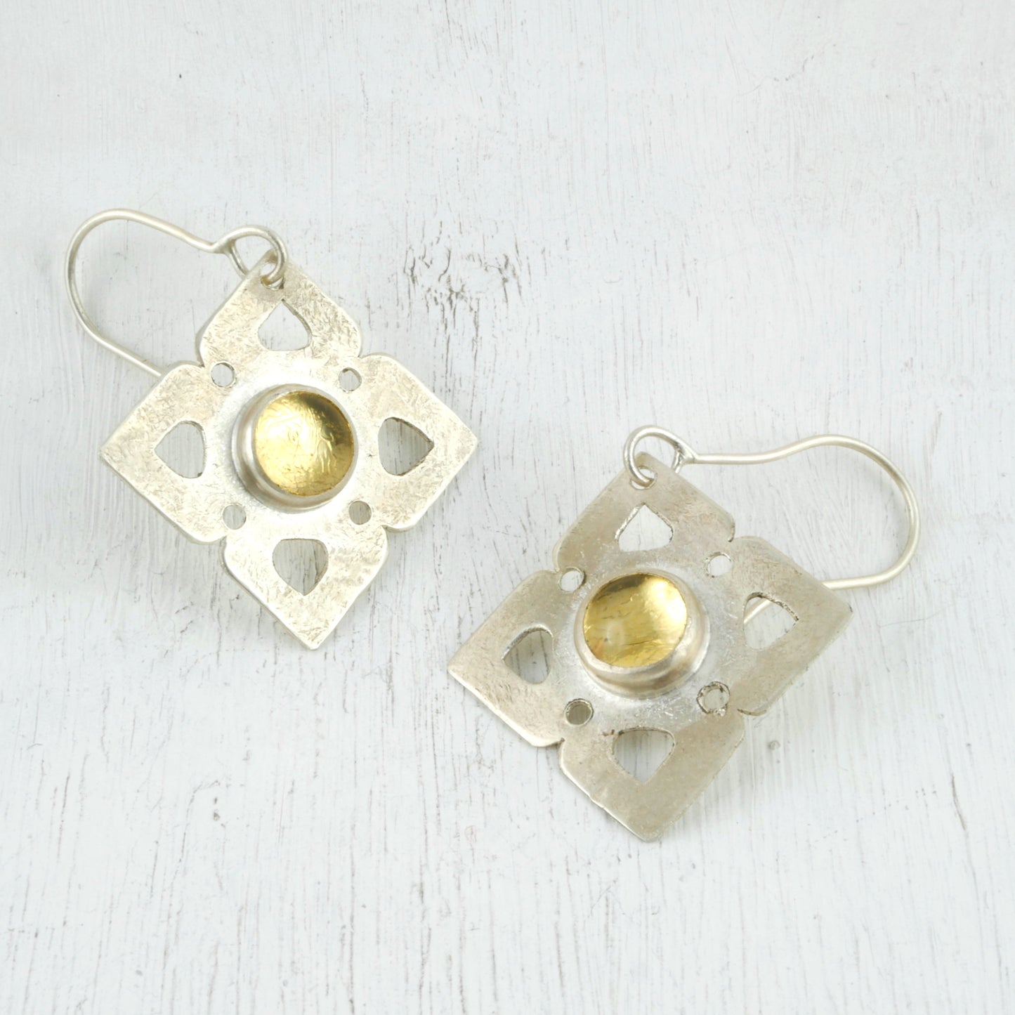 BOUCLES D'OREILLLES EOS - Argent 925, Cristal & Feuille d'Or Boucles d'oreilles Thalisman 