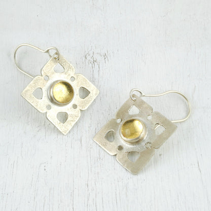BOUCLES D'OREILLLES EOS - Argent 925, Cristal & Feuille d'Or Boucles d'oreilles Thalisman 