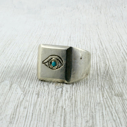 Chevalière œil et turquoise
